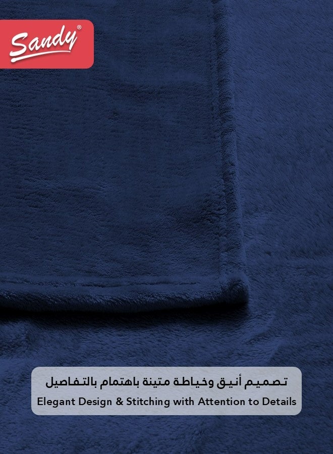 Sandy Lightweight Bedding Blanket, Single Size 220 x 170 cm, High Quality and Super Soft All Season Fleece Blanket, Optimal for Bed, Sofa, Couch and Home Decorations, Dark Blue - Image 5